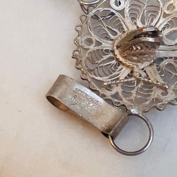 Vintage Mexico .925 Silver Filigree Sombrero Link Bracelet- 7” - Picture 5 of 5